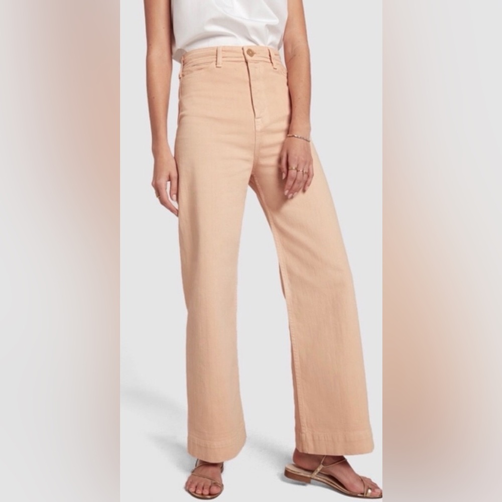 Goop G. Label High Rise Sailor Cotton Wide Leg Pants 29 Peach